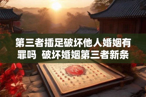 第三者插足破坏他人婚姻有罪吗  破坏婚姻第三者新条法