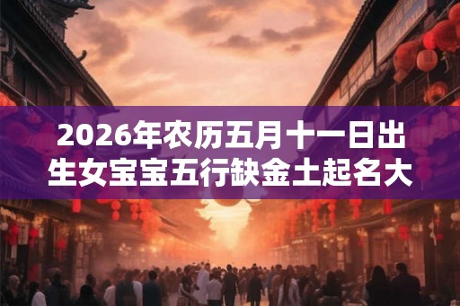 2026年农历五月十一日出生女宝宝五行缺金土起名大全