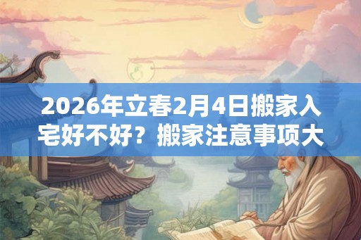 2026年立春2月4日搬家入宅好不好?搬家注意事项大全! 2026年立春2月4日搬家入宅好不好?搬家注意事项大全!