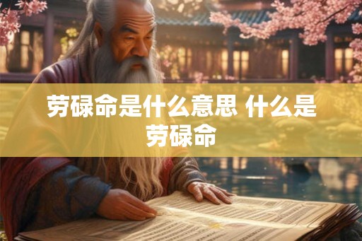 劳碌命是什么意思 什么是劳碌命