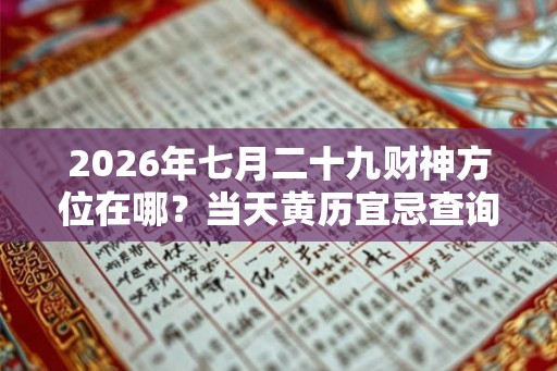 2026年七月二十九财神方位在哪？当天黄历宜忌查询