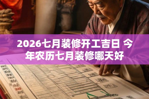 2026七月装修开工吉日 今年农历七月装修哪天好