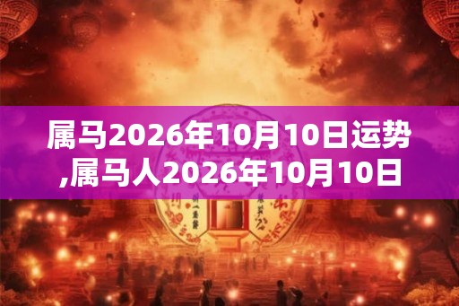 属马2026年10月10日运势,属马人2026年10月10日财运,生肖马2026年10月10日运势