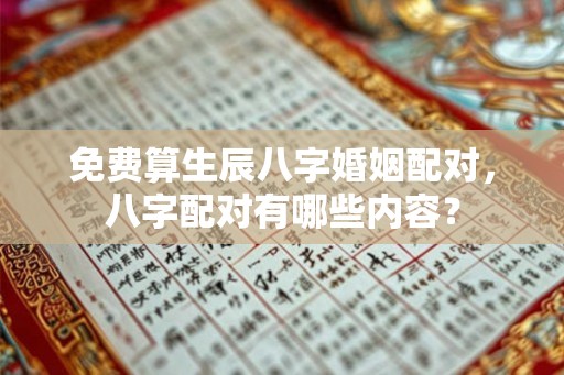 免费算生辰八字婚姻配对，八字配对有哪些内容？