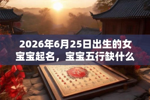2026年6月25日出生的女宝宝起名，宝宝五行缺什么？