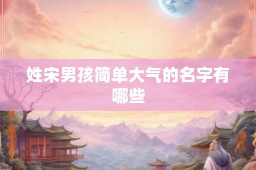 姓宋男孩简单大气的名字有哪些