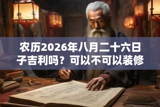 农历2026年八月二十六日子吉利吗？可以不可以装修动土？