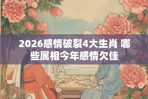 2026感情破裂4大生肖 哪些属相今年感情欠佳