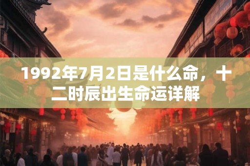 1992年7月2日是什么命，十二时辰出生命运详解