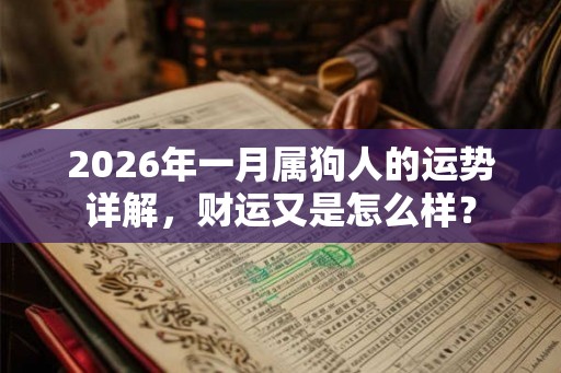 2026年一月属狗人的运势详解，财运又是怎么样？