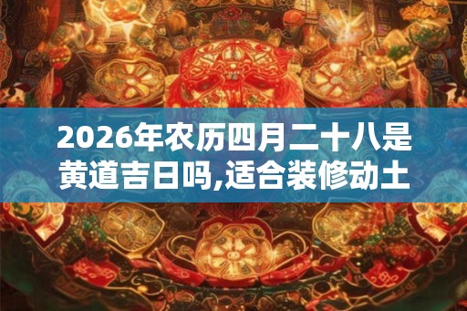 2026年农历四月二十八是黄道吉日吗,适合装修动土吗？