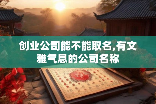 创业公司能不能取名,有文雅气息的公司名称