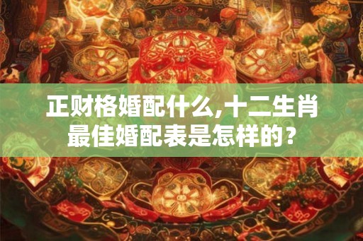 正财格婚配什么,十二生肖最佳婚配表是怎样的? 正财格婚配什么,十二生肖最佳婚配表是怎样的?