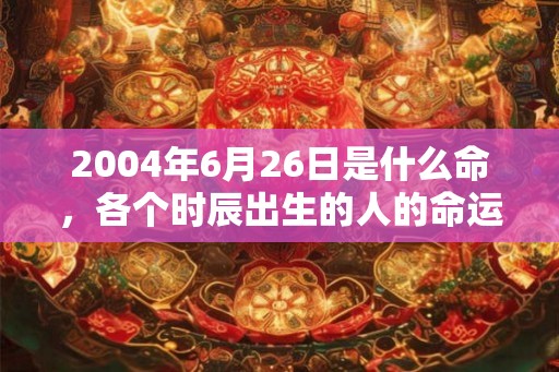 2004年6月26日是什么命，各个时辰出生的人的命运