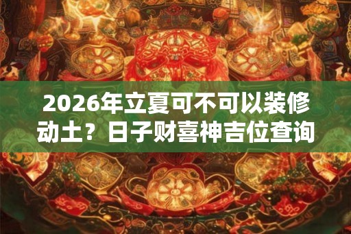 2026年立夏可不可以装修动土？日子财喜神吉位查询！