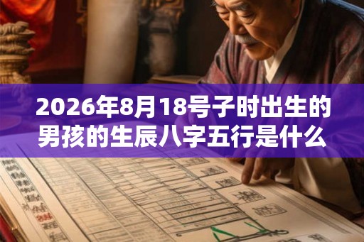 2026年8月18号子时出生的男孩的生辰八字五行是什么？