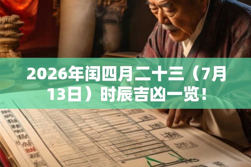 2026年闰四月二十三（7月13日）时辰吉凶一览！