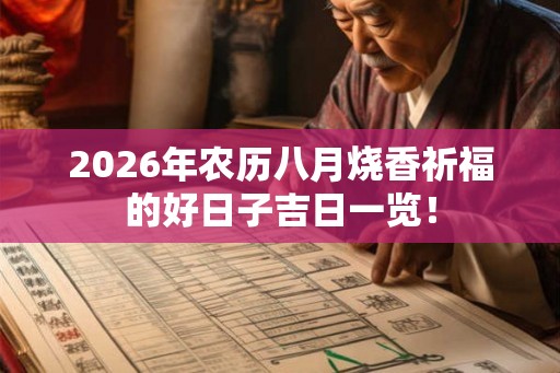 2026年农历八月烧香祈福的好日子吉日一览! 2026年农历八月烧香祈福的好日子吉日一览!