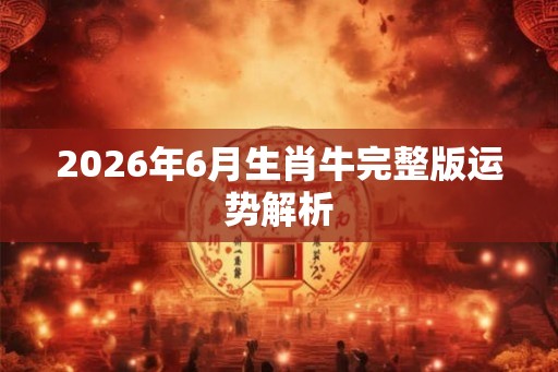 2026年6月生肖牛完整版运势解析 2026年6月生肖牛完整版运势解析