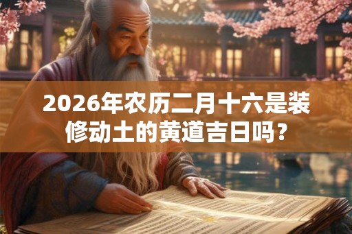 2026年农历二月十六是装修动土的黄道吉日吗？