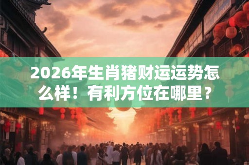 2026年生肖猪财运运势怎么样！有利方位在哪里？