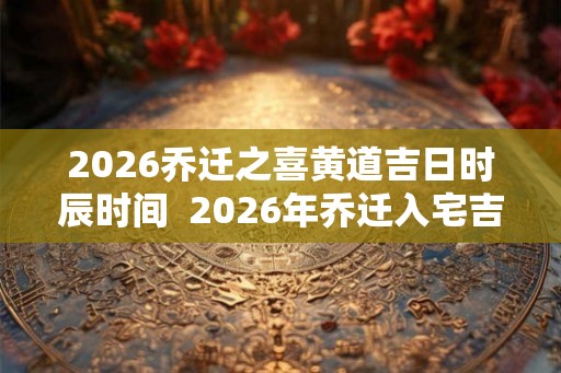 2026乔迁之喜黄道吉日时辰时间  2026年乔迁入宅吉日