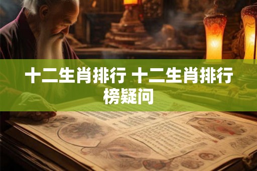 十二生肖排行 十二生肖排行榜疑问