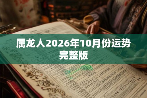 属龙人2026年10月份运势完整版