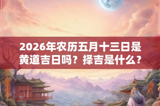 2026年农历五月十三日是黄道吉日吗？择吉是什么？
