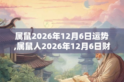 属鼠2026年12月6日运势,属鼠人2026年12月6日财运,生肖鼠2026年12月6日运势