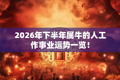 2026年下半年属牛的人工作事业运势一览！