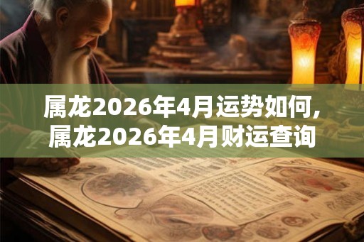 属龙2026年4月运势如何,属龙2026年4月财运查询