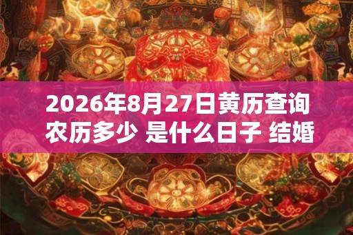 2026年8月27日黄历查询 农历多少 是什么日子 结婚吉时