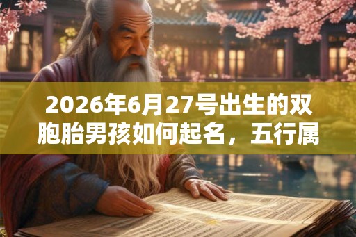 2026年6月27号出生的双胞胎男孩如何起名，五行属什么