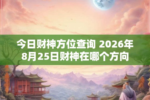 今日财神方位查询 2026年8月25日财神在哪个方向