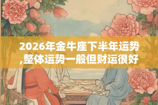 2026年金牛座下半年运势,整体运势一般但财运很好