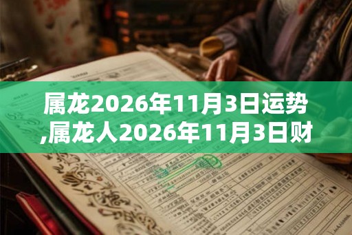 属龙2026年11月3日运势,属龙人2026年11月3日财运,生肖龙2026年11月3日运势