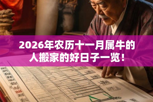 2026年农历十一月属牛的人搬家的好日子一览！