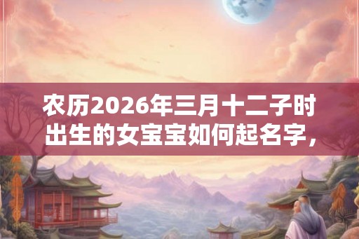 农历2026年三月十二子时出生的女宝宝如何起名字，五行属什么