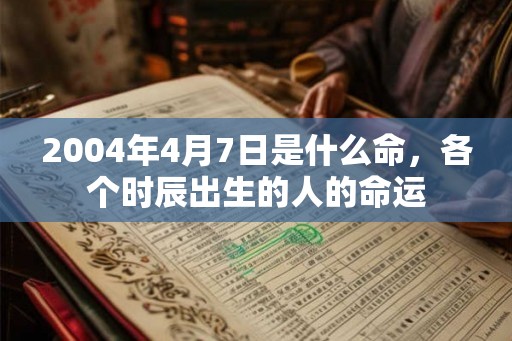 2004年4月7日是什么命，各个时辰出生的人的命运