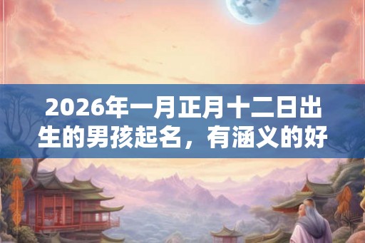 2026年一月正月十二日出生的男孩起名，有涵义的好名字