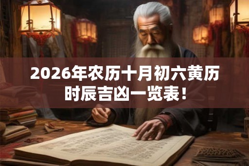 2026年农历十月初六黄历时辰吉凶一览表！
