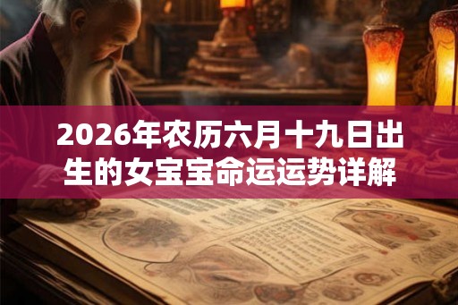 2026年农历六月十九日出生的女宝宝命运运势详解