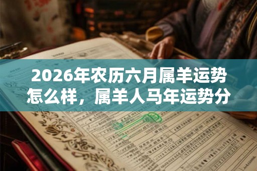 2026年农历六月属羊运势怎么样，属羊人马年运势分析