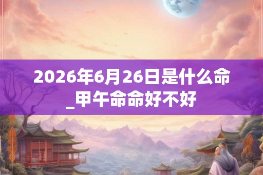 2026年6月26日是什么命_甲午命命好不好