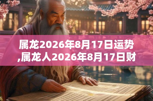 属龙2026年8月17日运势,属龙人2026年8月17日财运,生肖龙2026年8月17日运势