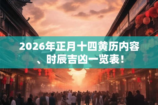 2026年正月十四黄历内容、时辰吉凶一览表！