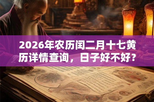 2026年农历闰二月十七黄历详情查询，日子好不好？