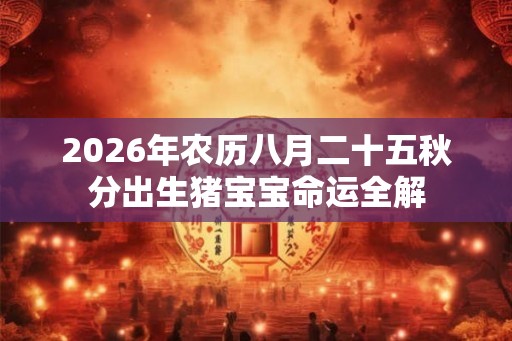 2026年农历八月二十五秋分出生猪宝宝命运全解 2026年农历八月二十五秋分出生猪宝宝命运全解