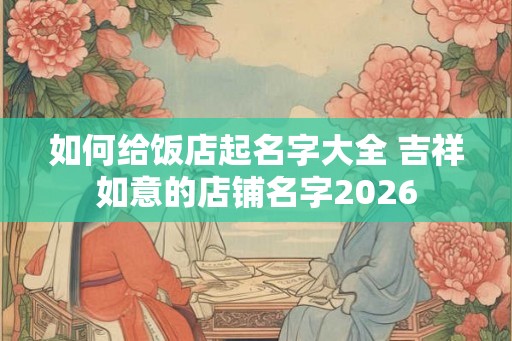 如何给饭店起名字大全 吉祥如意的店铺名字2026